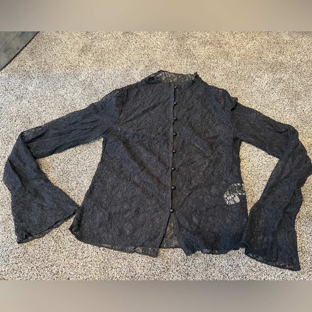 SHEIN Black Lace Blouse Very Sexy! Size Small Or 4 New!